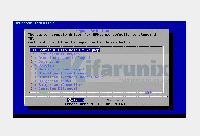 How to Install OPNsense on VirtualBox 3 keymap selection